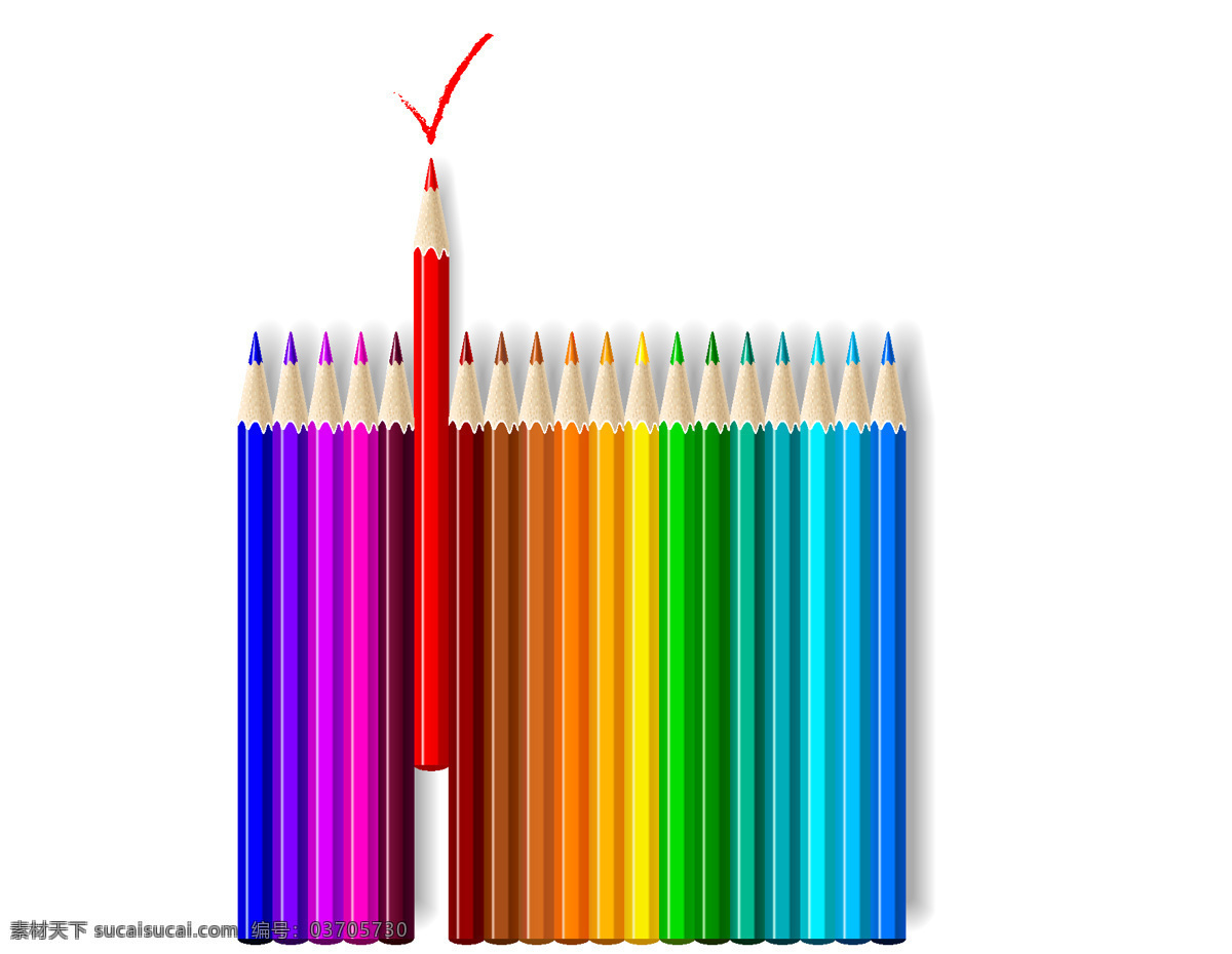 矢量 彩色 铅笔 元素 对号 画画 透明元素 ai元素 免抠元素