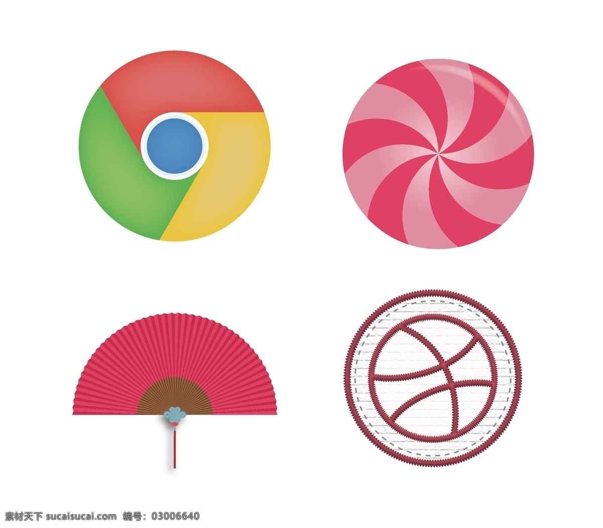 4款矢量图标 google icon 图标 扇子 dribbble 彩虹糖