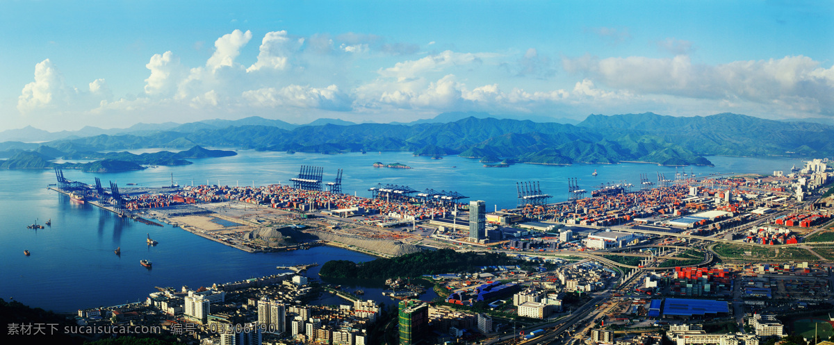 城市码头背景 大海 天空 白云 码头 城市 建筑 自然风光 景观 景区 休闲 旅游 自然风景 自然景观 青色 天蓝色