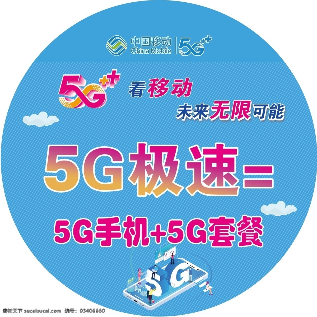 5g看移动 未来无限可能 5g选移动 5g套餐 5g极速 5g手机 蓝色 线条 分层