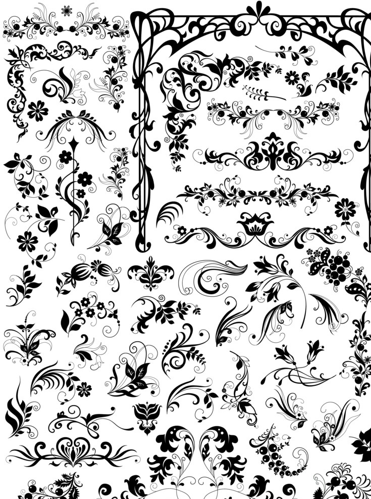 植物 装饰 花纹 植物花纹 花边 花纹素材 花纹花边 装饰花纹 中国风 窗格花纹 古典边框 边框设计