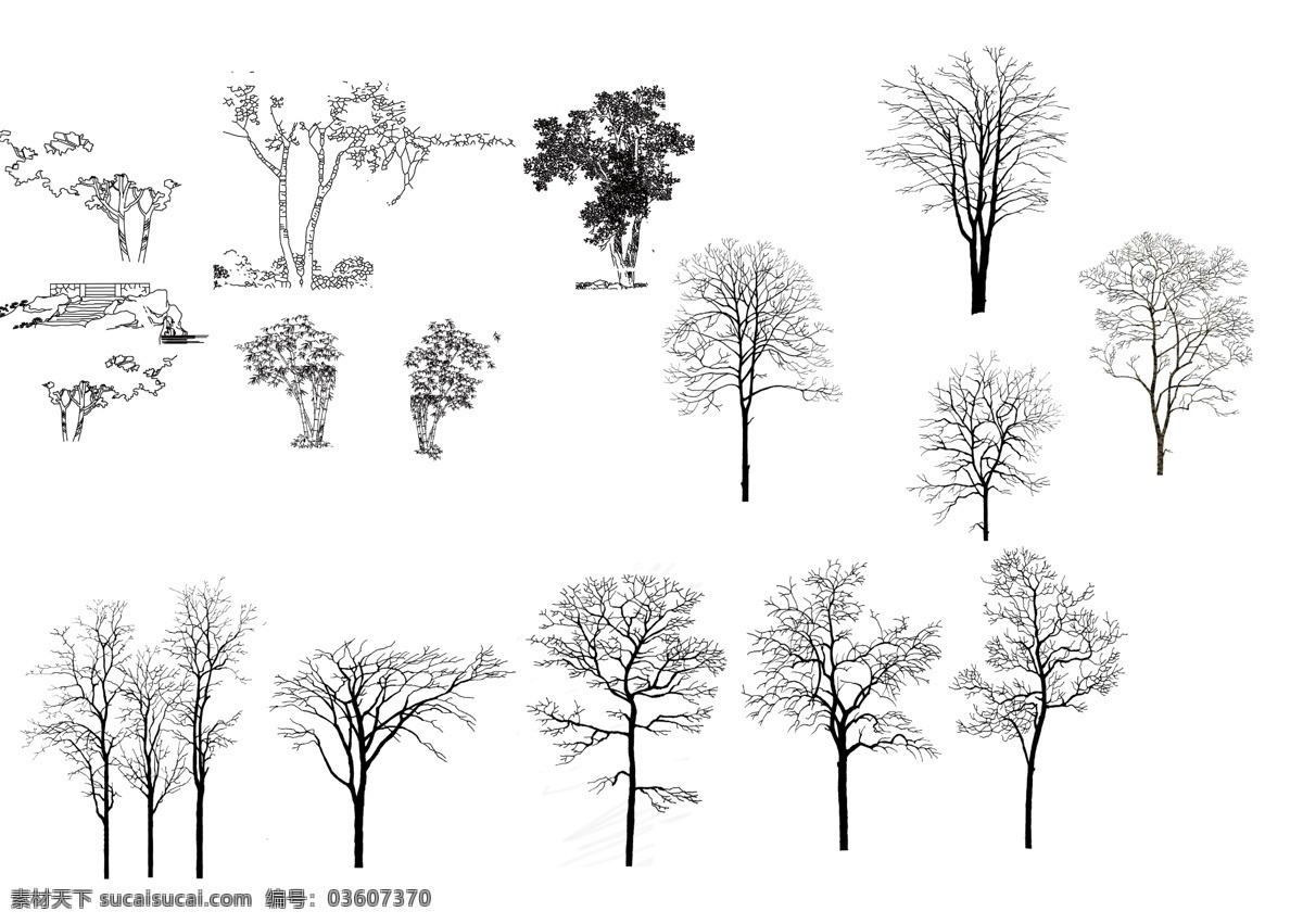 钢笔 手绘 立面 树 景观设计 景观 效果图 钢笔手绘树 psd源文件