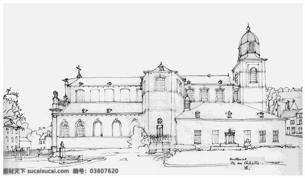 欧式 建筑 正面 效果图 平面图 手绘图 图纸 城堡 建筑施工图 建筑平面图 欧式建筑 建筑效果图