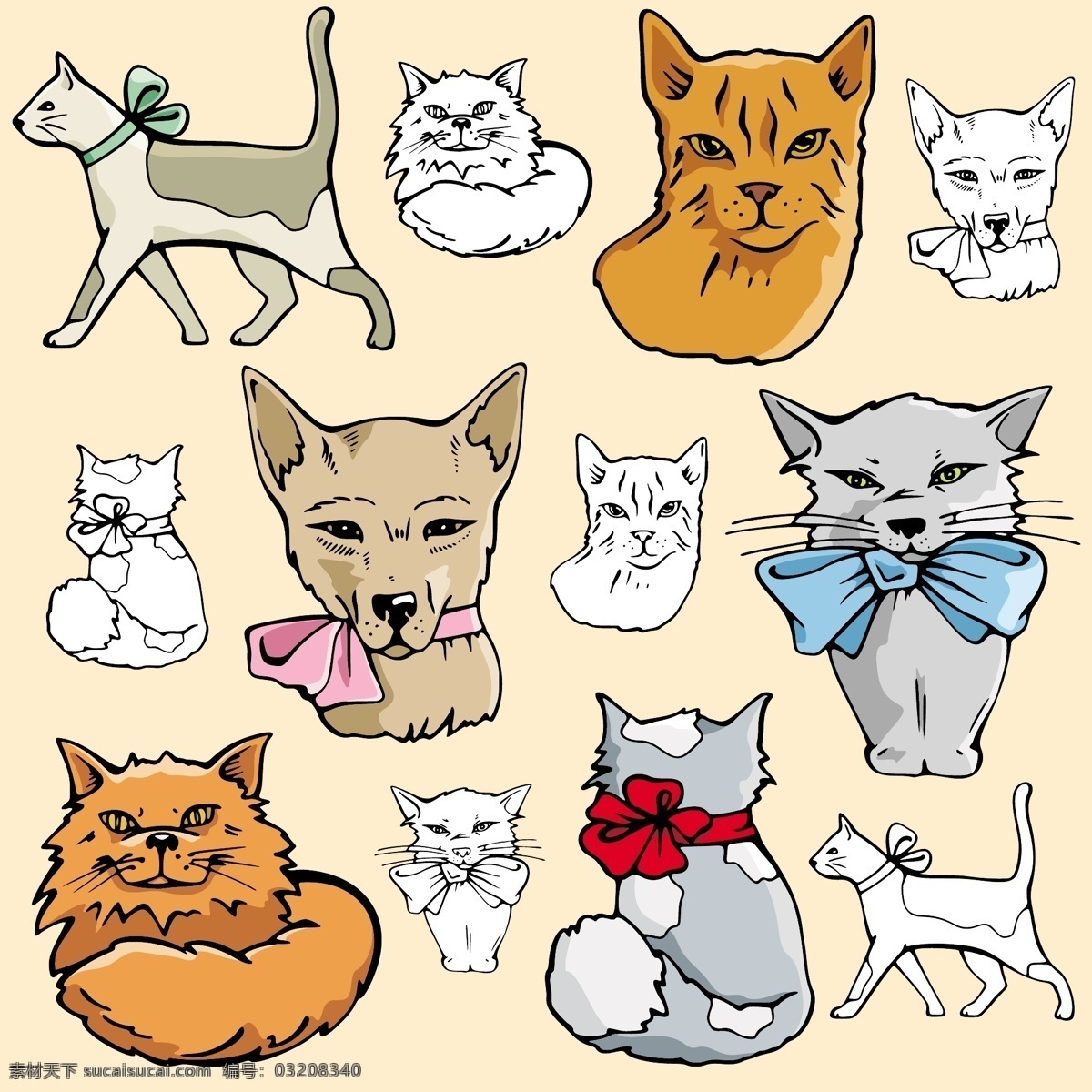 款 可爱 小 猫咪 动物 卡通 小猫咪 矢量图 其他矢量图