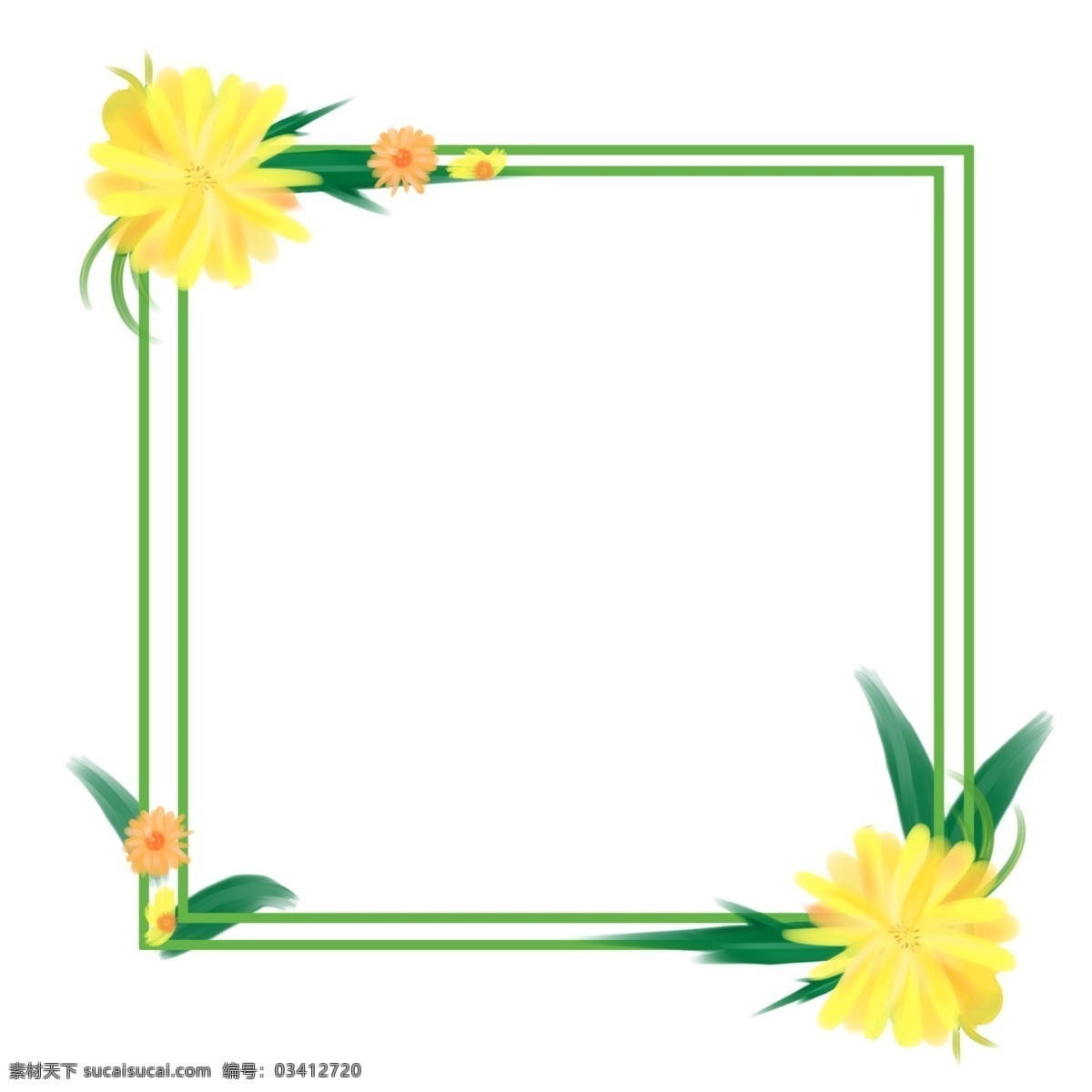 漂亮 黄色 花朵 边框 花朵边框 花环花朵边框 黄色花朵边框 黄色花儿边框 边框插图