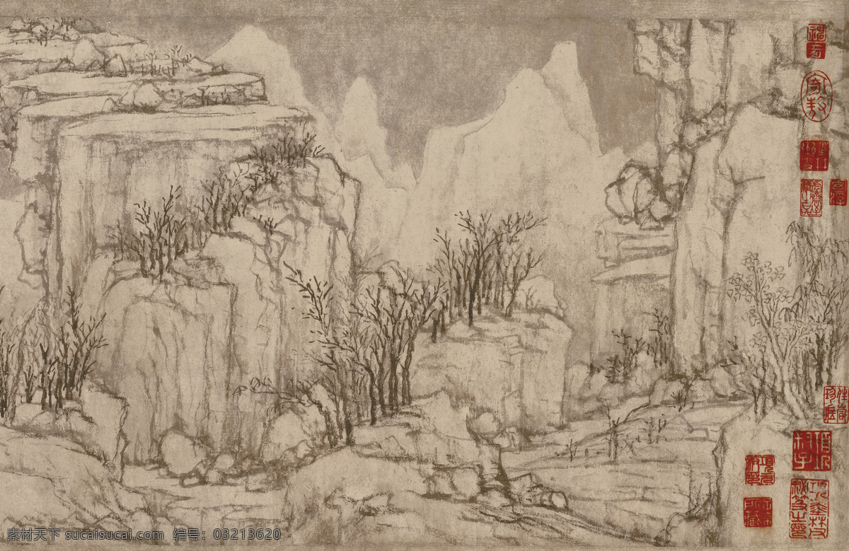 高清 古代 国画 绘画 绘画书法 名画 山水画 黄公望 快 雪 时 晴 图 设计素材 模板下载 快雪时晴图 中国山水画 水墨 文化艺术 中国画山水画