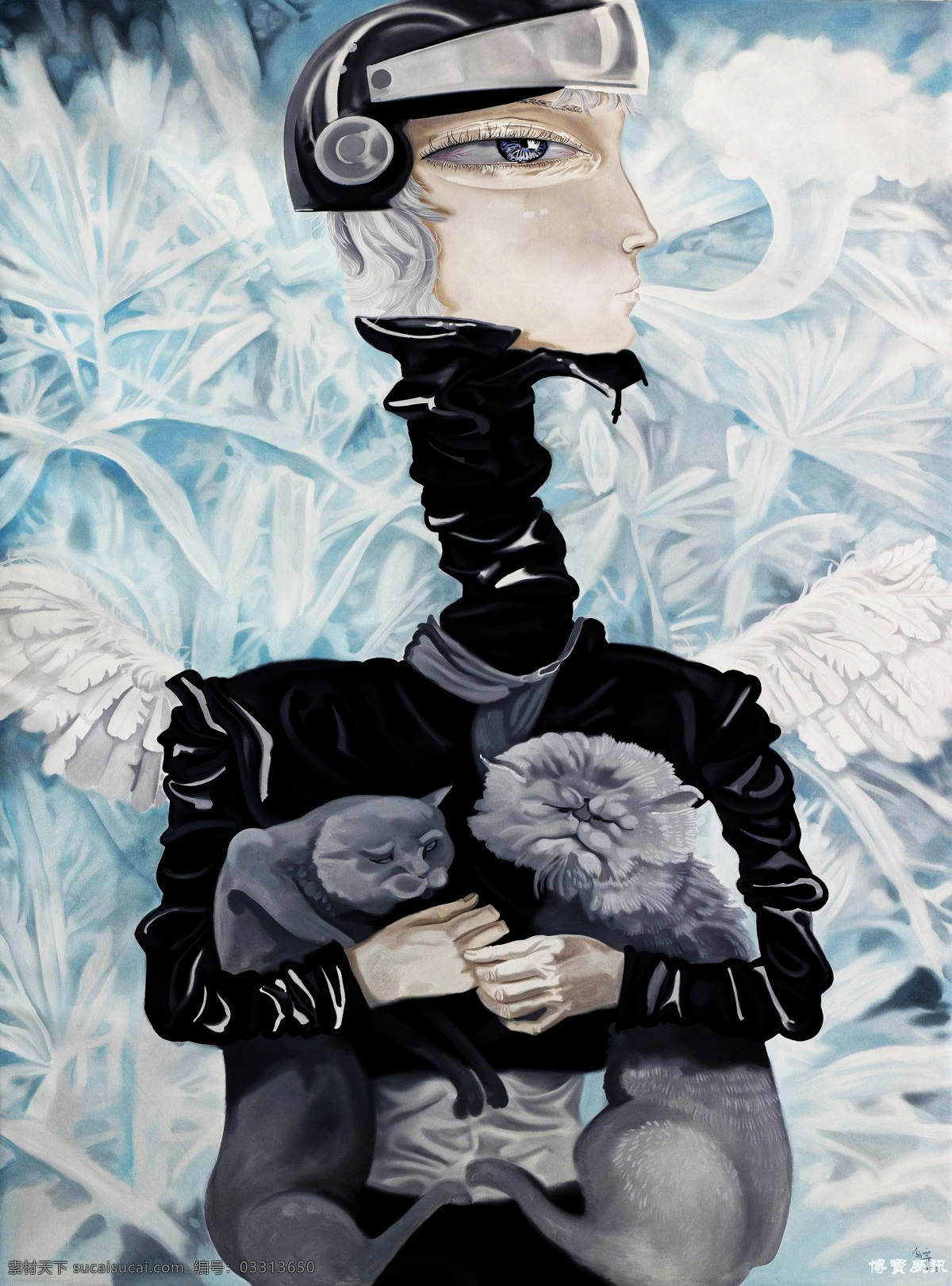 抽象画 巴西 圣保罗 美术馆 展 美术展 观念艺术 抽象 抽象人物 母狮子 公狮子 狮子 天使 翅膀 白色 羽毛 黑衣 长脖子 忧郁 忧伤 眼神 大眼睛 绘画书法 文化艺术