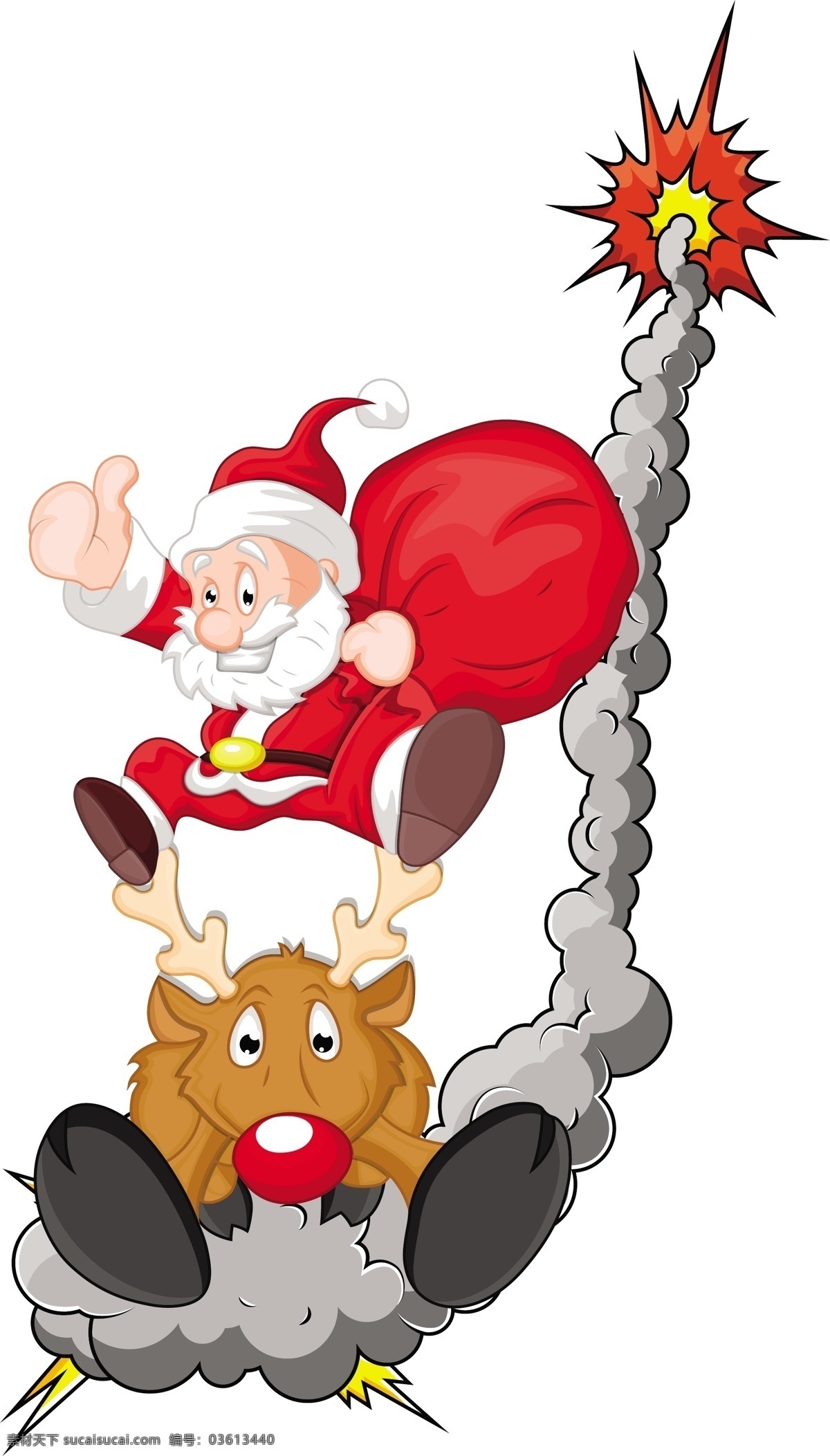 有趣 圣诞老人 驯鹿 圣诞 矢量 插画 矢量图 日常生活