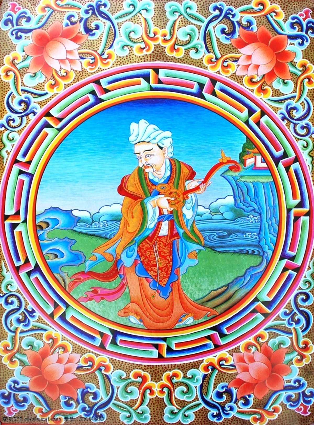 无框画 佛教 手绘 墙画 壁画 卧室画 绘画 吉祥 图案 藏族 宗教 和平 平安 宗教设计 藏族传统图案 人 绘画书法 文化艺术