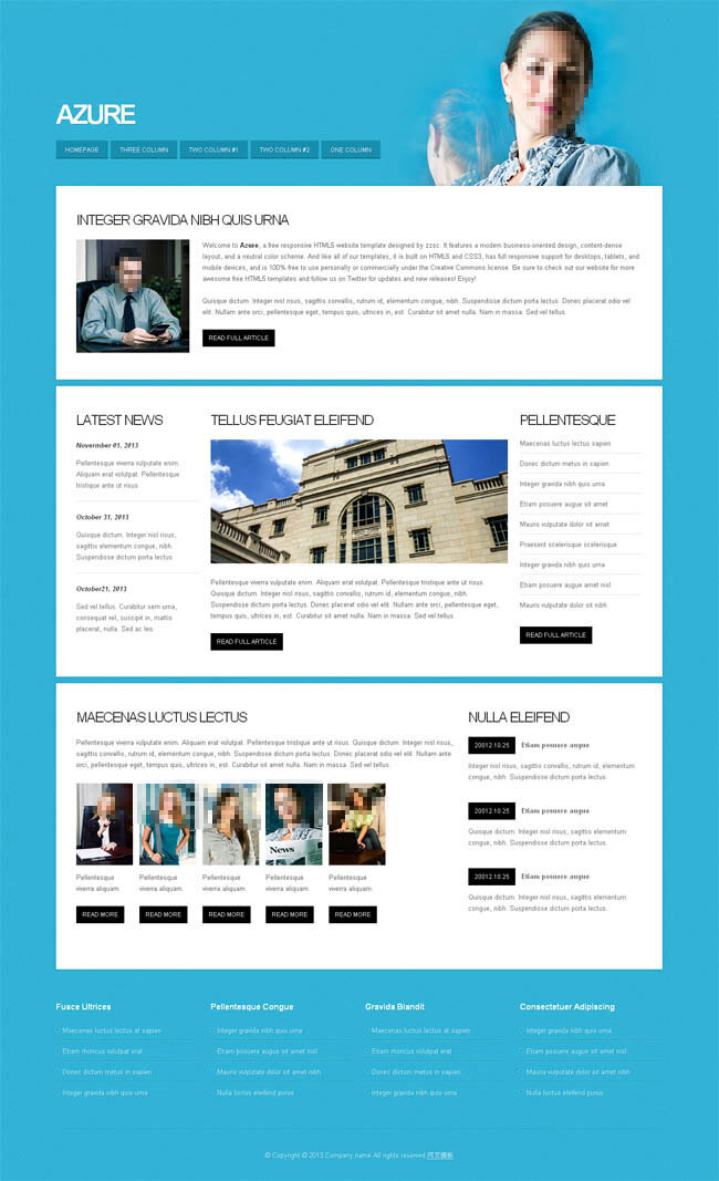 商务 html5 网站 模板 蓝色 企业 htmlcss 白色