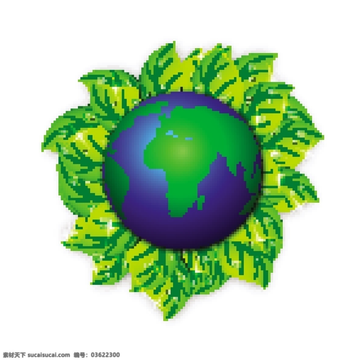 地球 绿色 叶子 拯救地球背景 矢量图 其他矢量图