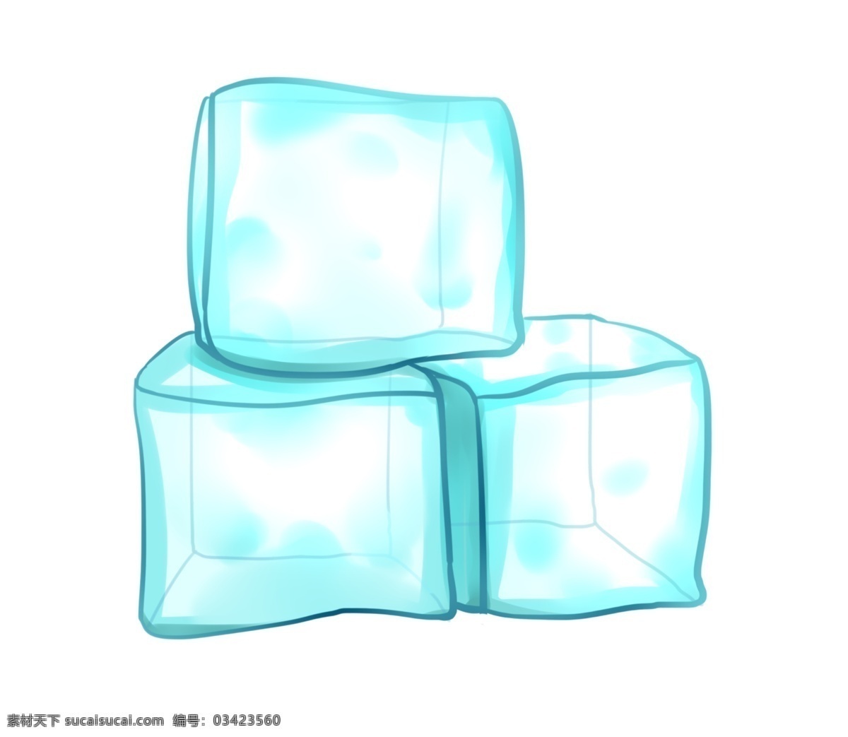 三块蓝色冰块 冰块 夏日 透明