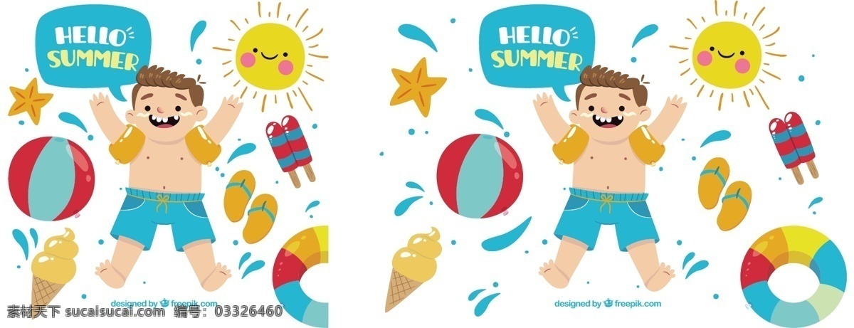 夏日 装饰 快乐 男孩 手 夏 太阳 手绘 冰淇淋 色彩 节日 快乐假日 冰 元素 球 色彩飞溅 度假 奶油 季节 绘制