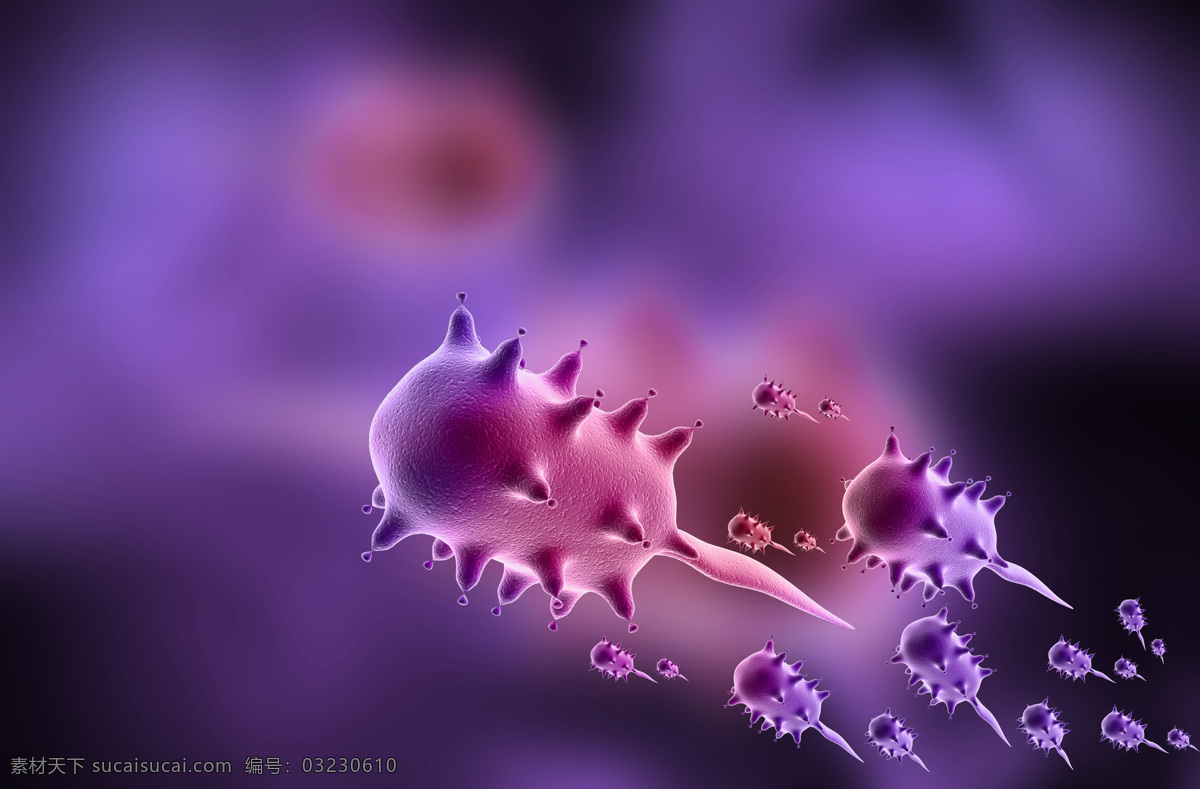 紫色 带刺 病毒 紫色病毒 病菌 病毒体 体内病毒 病毒细胞 病毒素材 医学 医疗 科学研究 医疗科技 医疗护理 现代科技