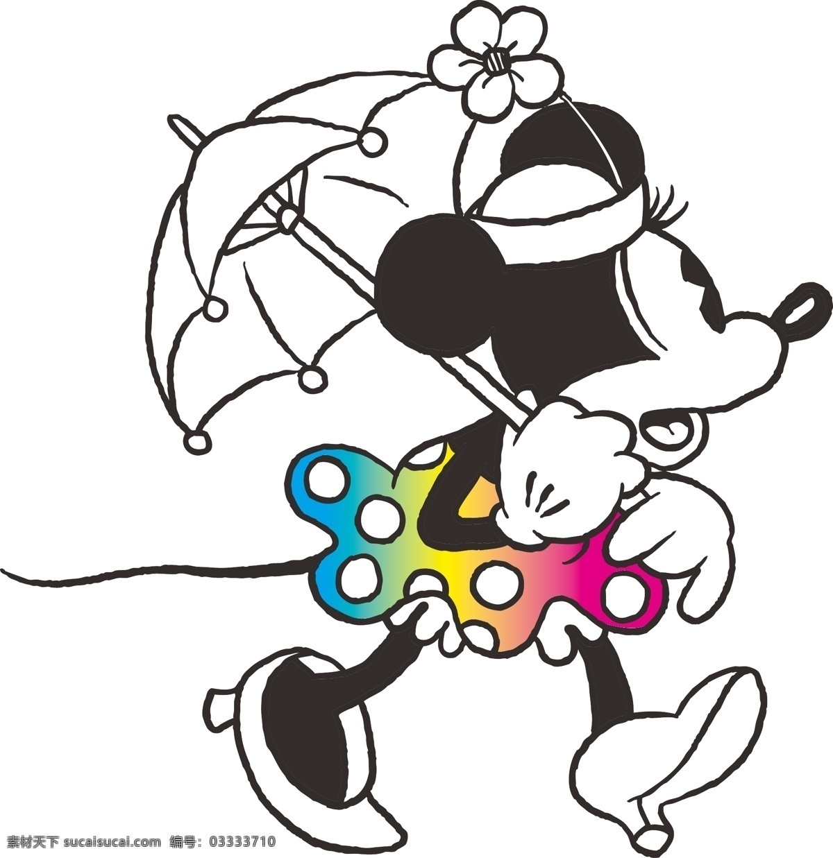 米老鼠 卡通 动漫 动画人物 打伞 渐变 儿童幼儿 矢量人物 矢量