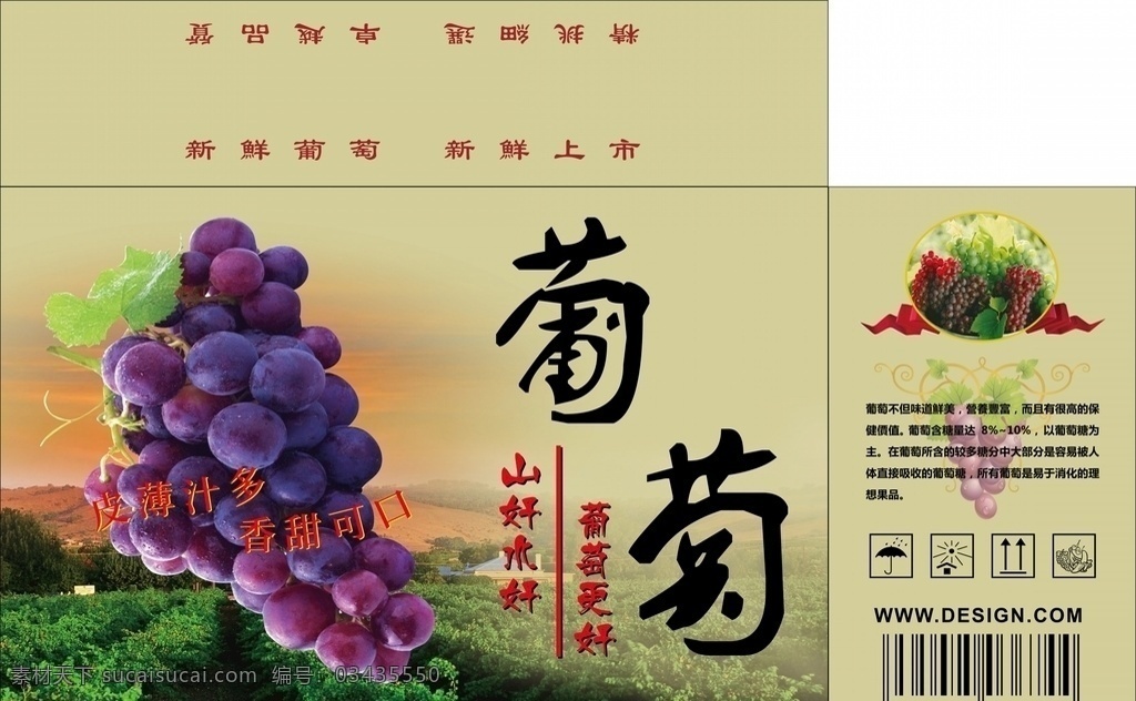 矢量 葡萄 水果 包装箱 水果箱 包装盒 纸盒 瓦楞纸盒 瓦楞纸箱 包装设计 标签设计