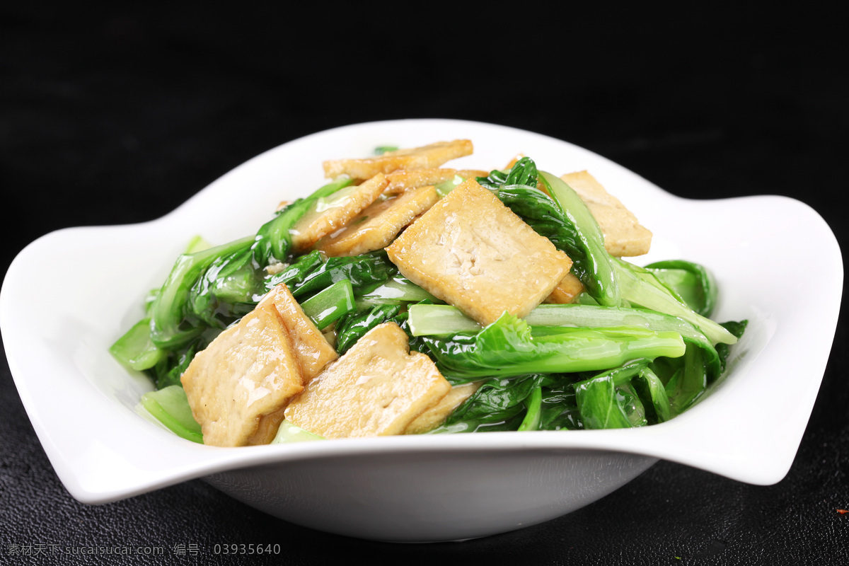 小白菜煎豆腐 香煎 生煎 煎菜 热菜 粤菜 融合菜 菜 餐饮美食 传统美食