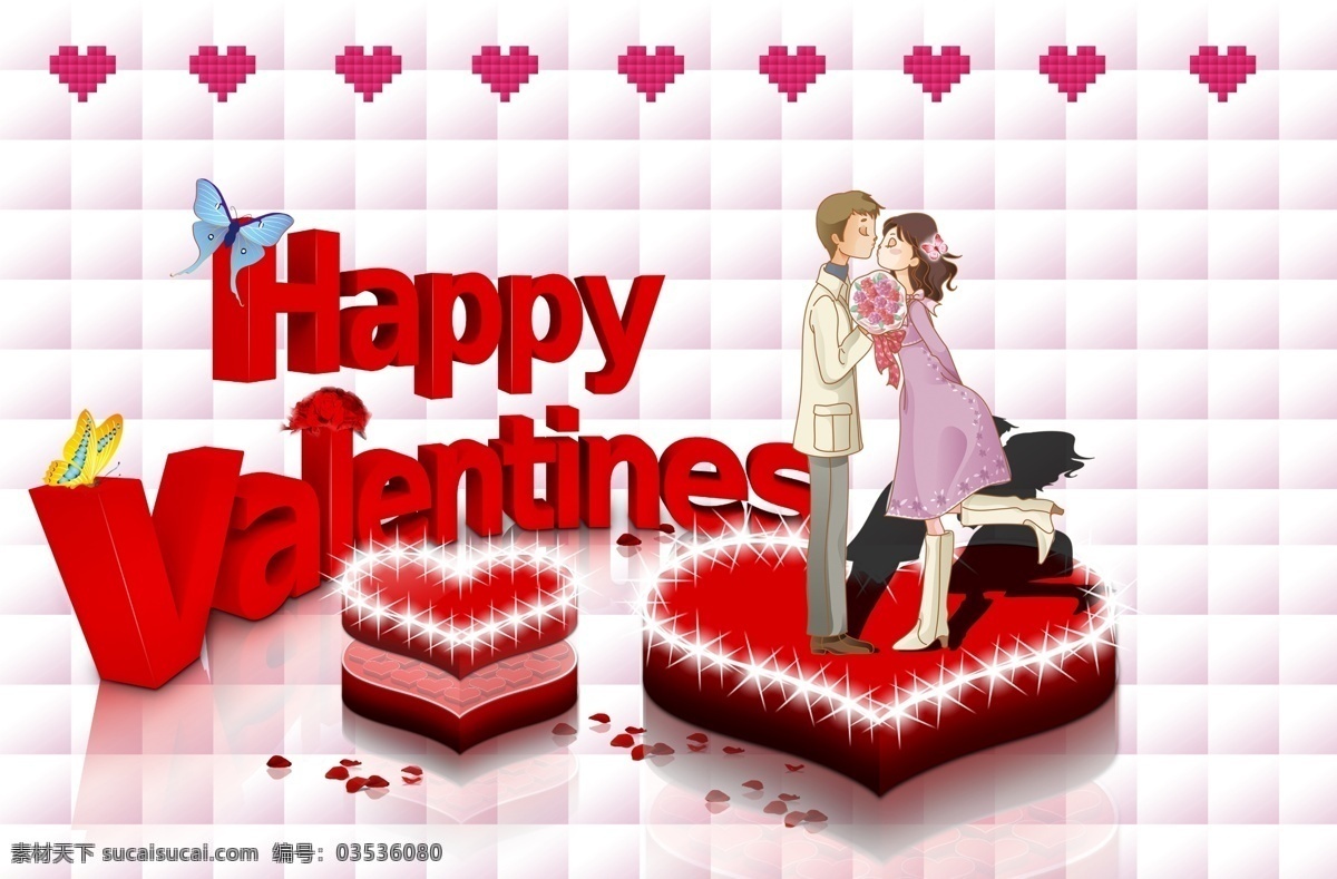 happy 粉玫瑰 红玫瑰 红心 蝴蝶 节日素材 卡通情侣 开心 情人节 海报 模板下载 情人节海报 情人节素材 心 闪闪光 闪光心 情侣 五彩蝴蝶 绚彩背景 玫瑰 玫瑰花瓣 源文件 海报背景图