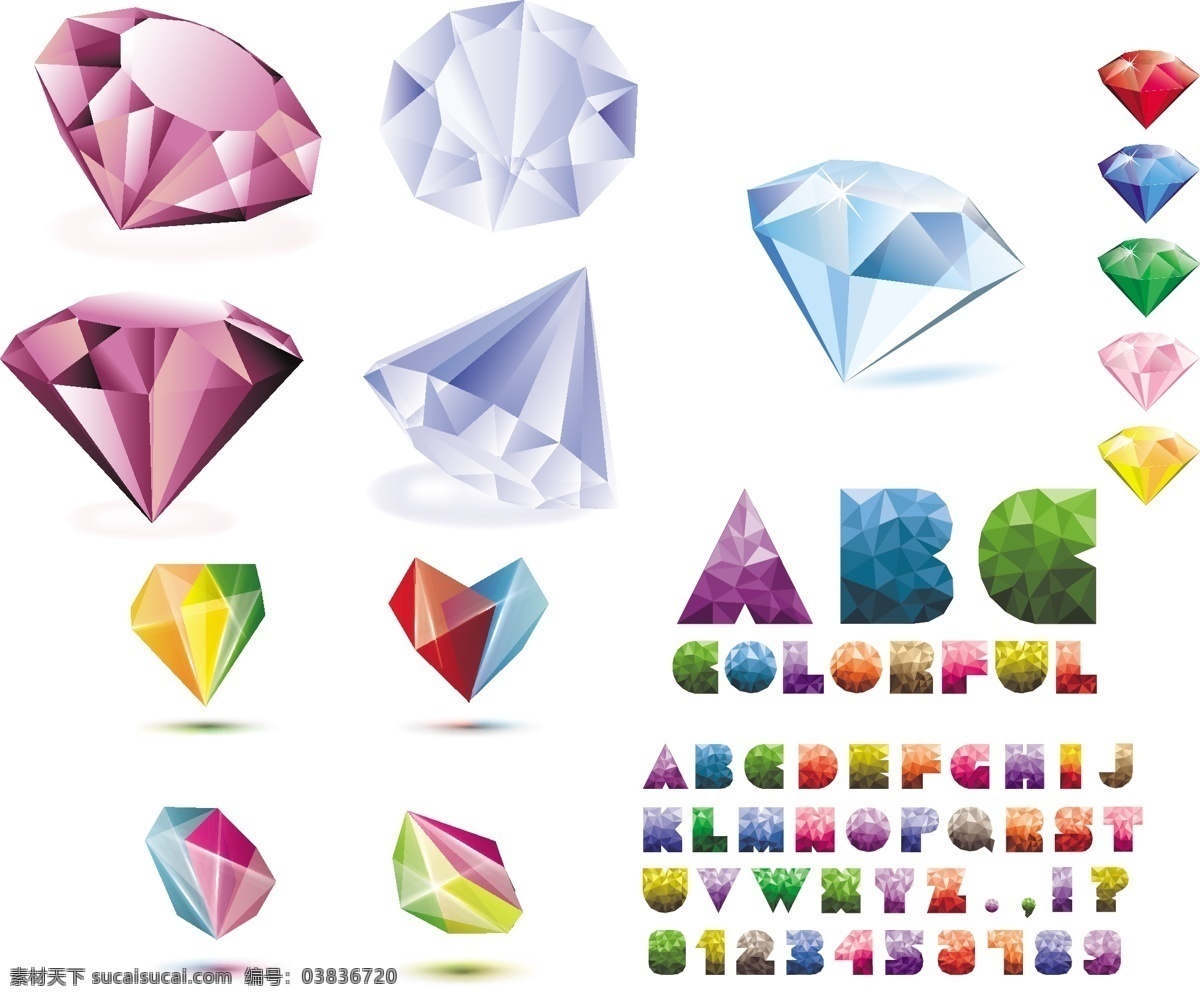 矢量 钻石 彩色 水晶 钻石字母 矢量图 其他矢量图