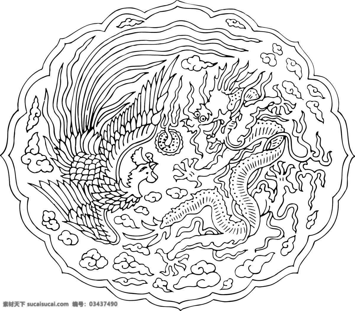 龙凤呈祥 龙 凤 龙符 剪纸 颜色龙底纹 圈文 图案 矢纹 陶瓷纹样 陶瓷 花纹 手绘 装饰画 装饰 家居 花纹图案 花纹底纹 古典 古典底纹 adobe illustrator cs 分层