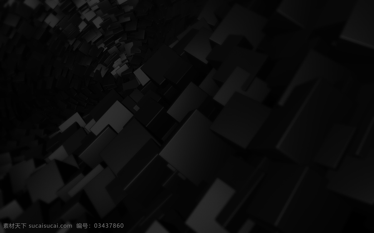 黑色 3d 质感 方块 涡流 动感 几何 图形 图案 黑暗 像素 3d设计 其他模型