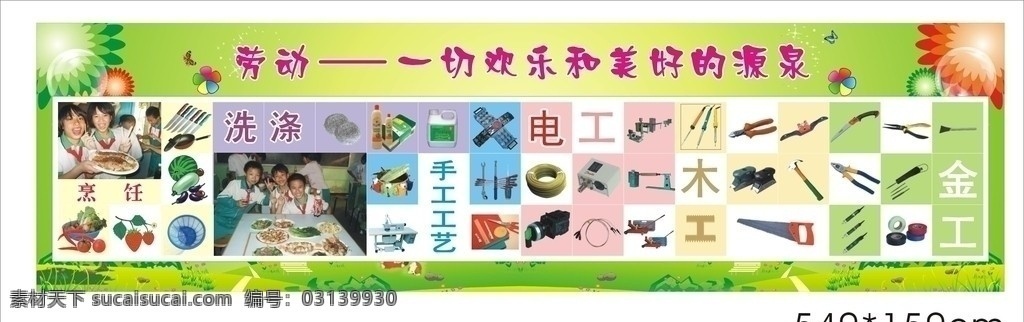 小学生 劳作室 喷画 蔬菜 刀具 餐具 五金 学生 洗涤 金工 烹饪 矢量
