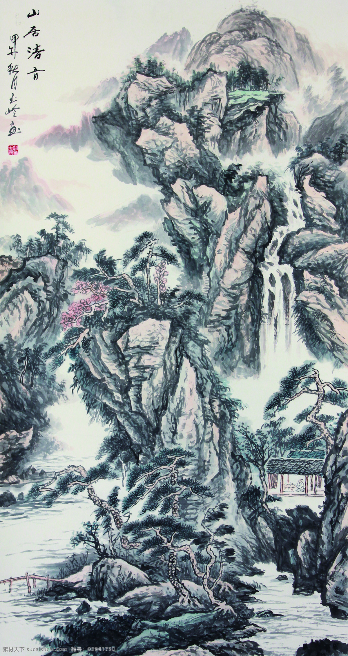 山水画 国画 水墨山水画 国画山水画 群山 中国画山水 树 水墨画 文化艺术 绘画书法 gh 灰色