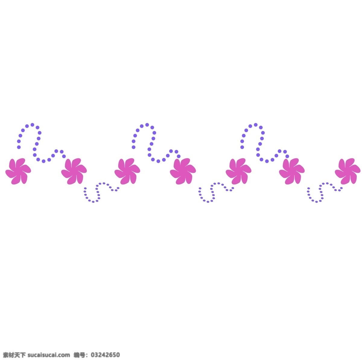 紫色 虚线 分割线 插画 花朵分割线 植物 分割线插画 分割线插图 紫色分割线