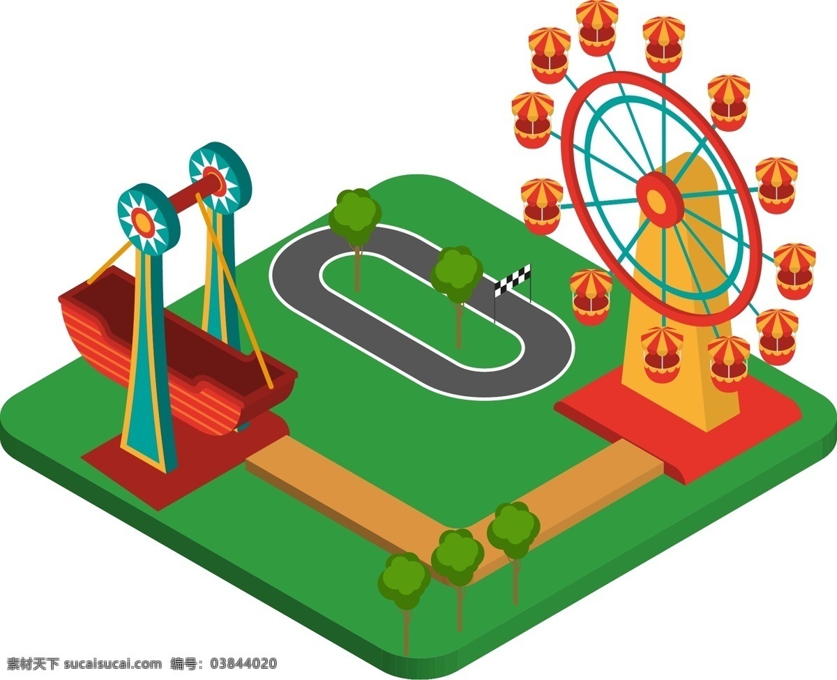 d 轴 测 图 游乐场 2.5d 轴测图 立体 城市 儿童 假日 亲子活动 插画设计 可爱 小清新