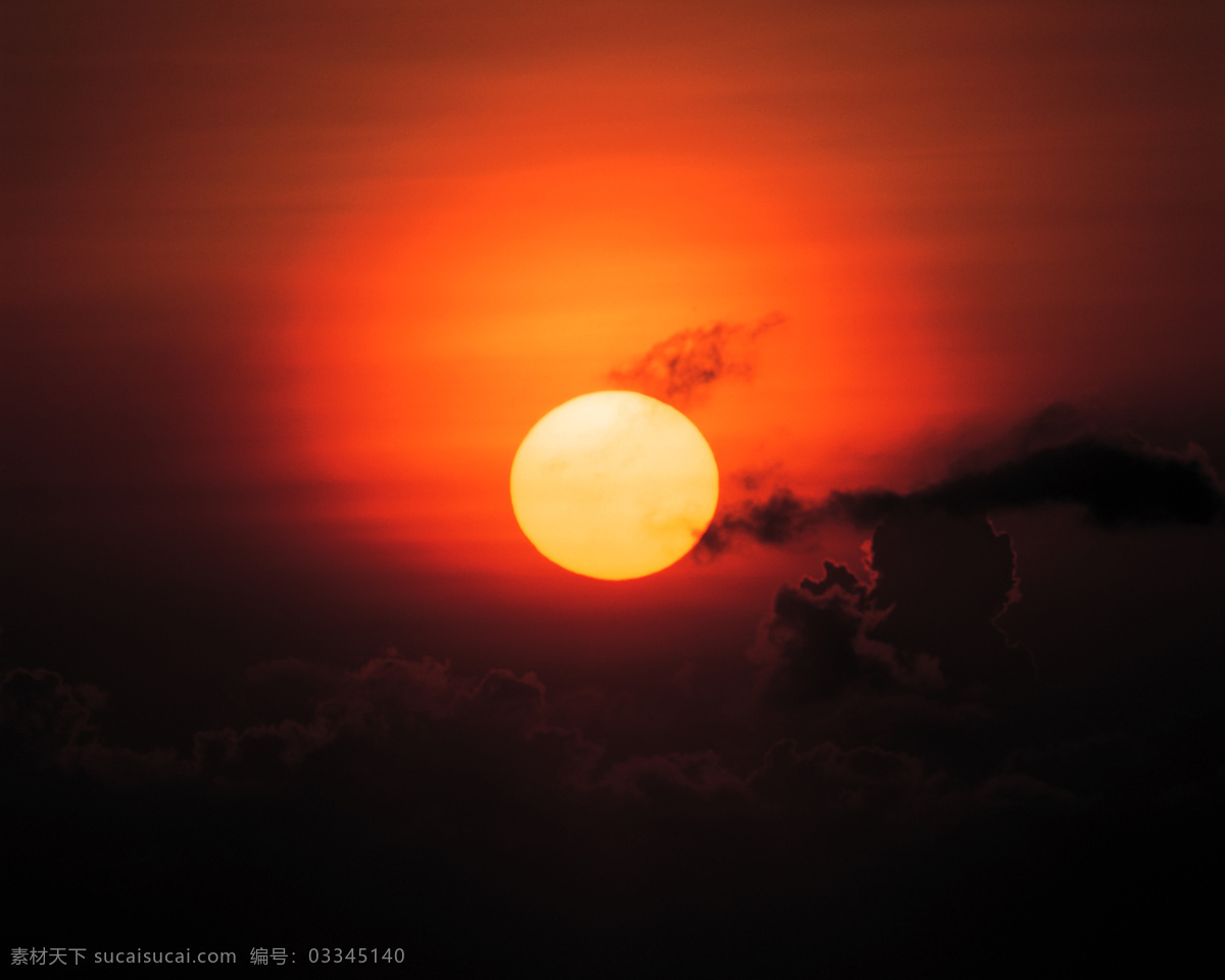 红日 红太阳 云彩 夕阳 自然景观 自然风景 摄影图库