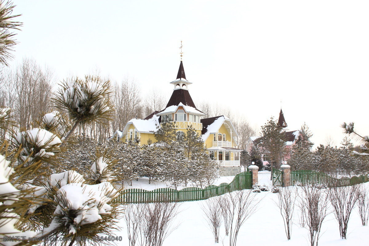 俄罗斯建筑 哈尔滨 景区 俄罗斯风情 景色 雪景 冰雪 别墅 雪松 伏尔加庄园 国内旅游 旅游摄影