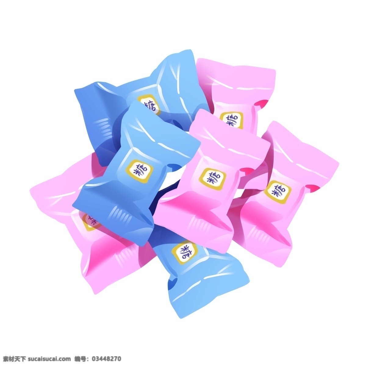 粉色 蓝色 糖果 插画 粉色的糖果 蓝色的糖果 卡通糖果 美味的糖果 甜食 小食品 美食插画 糖果插画