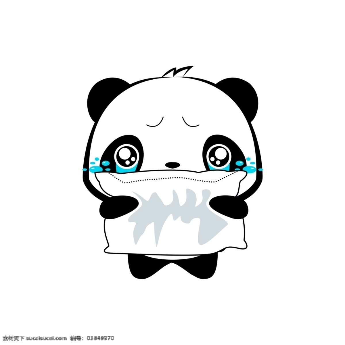 熊猫 哭泣 抱枕 表情 包 可爱 卖萌 表情包 表情设计
