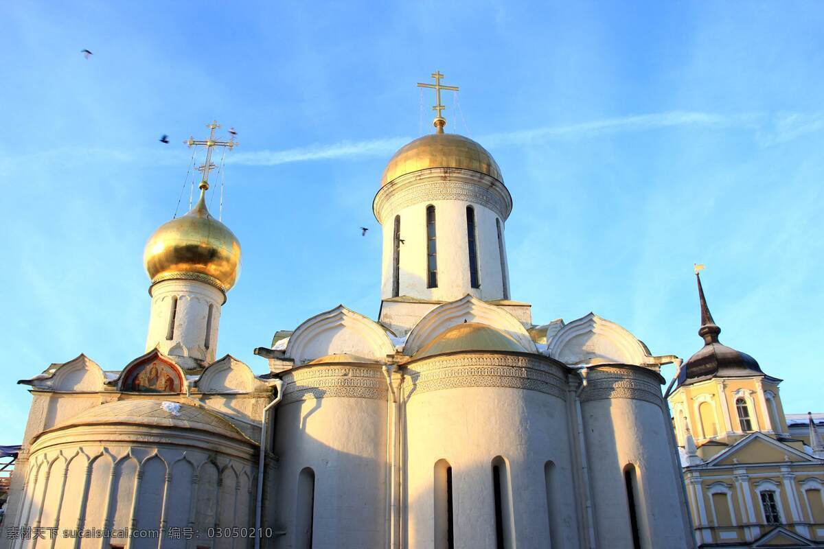 美丽 俄罗斯 城堡 建筑 塔式 金色 蓝天