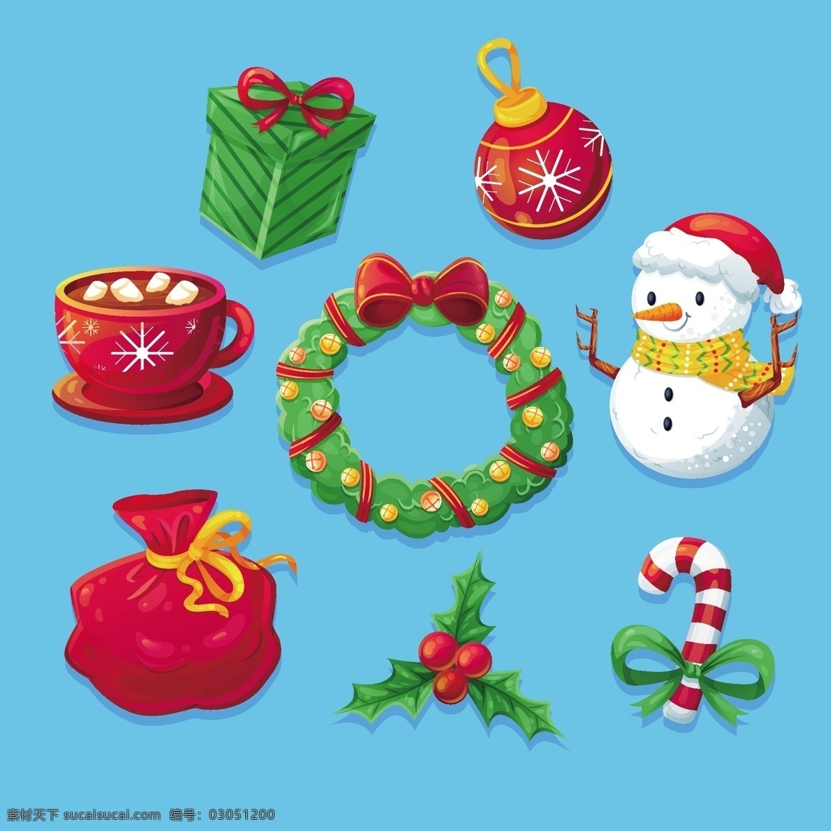 卡通圣诞元素收藏素材图片下载-素材编号03051200-素材天下图库