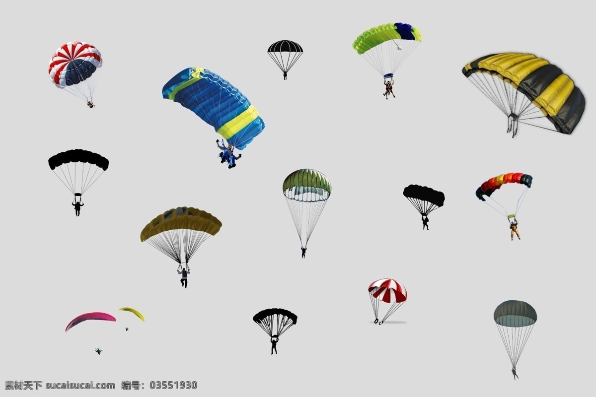 降落伞 png素材 透明素材 热气球 跳伞 空中跳伞 非 原创 透明 合 辑 分层