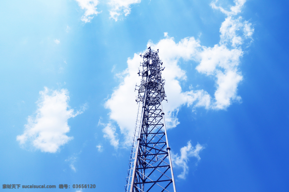 信号塔 天空 蓝天白云 塔 移动 联通 电信 云