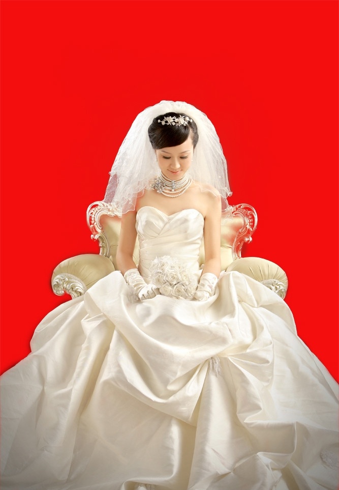 美丽 新娘 分层 美丽的新娘 婚纱 红色背景 人物 源文件