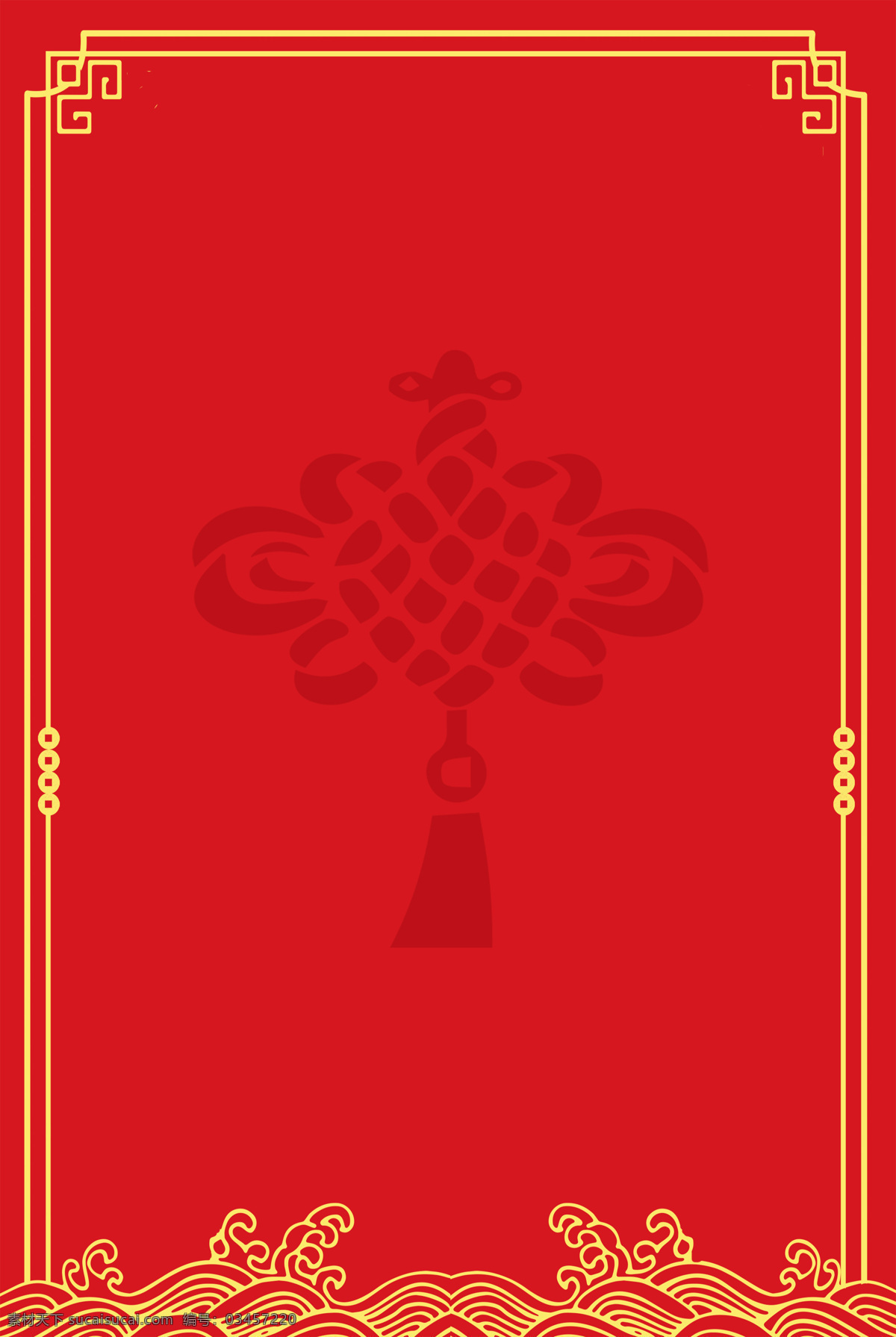 红色 古风 中国结 波纹 边框 背景 背景素材