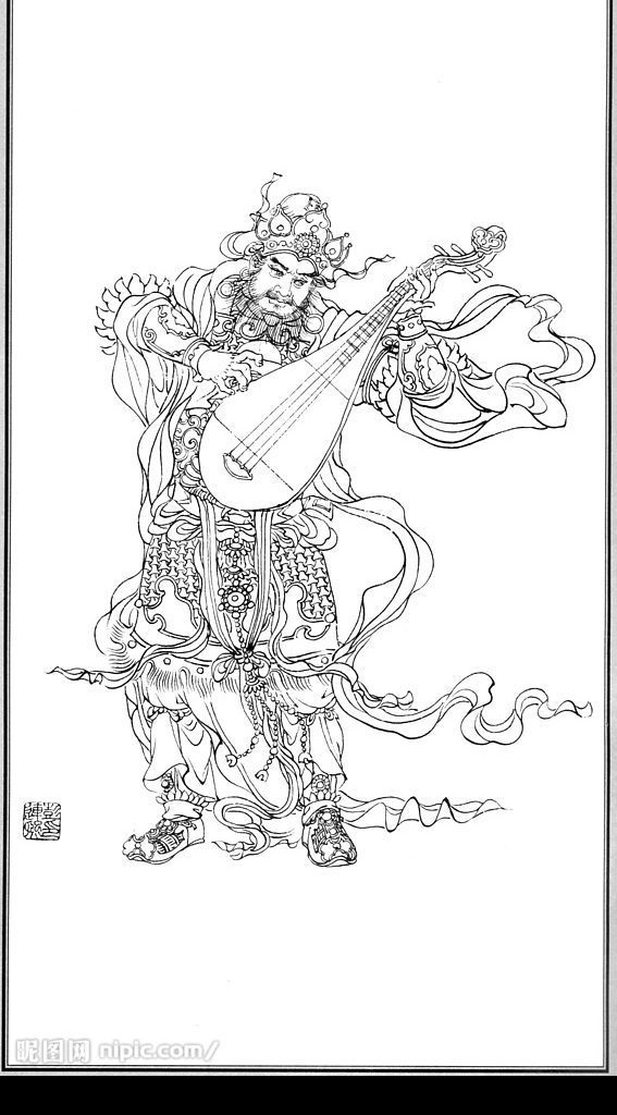 中国 神话 人物 广 目 天王 老子 彭连熙 线描 扫描 文化艺术 绘画书法 设计图库