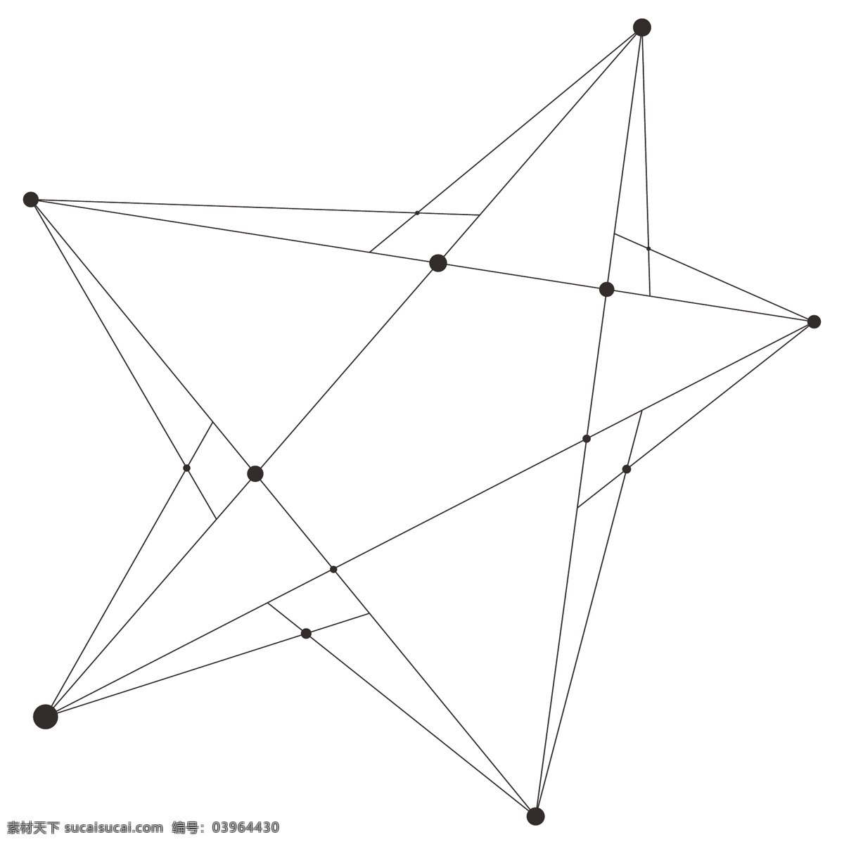 黑色 科技 五星 设计素材 五角星 几何图案 创意集合 科幻五星