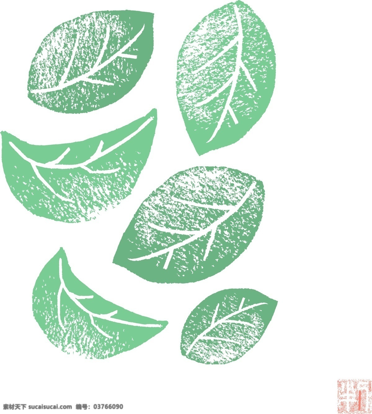 绿色 树叶 设计素材 小清新 日系 图案 卡通 绘画 物品 头像 橡皮章 风格
