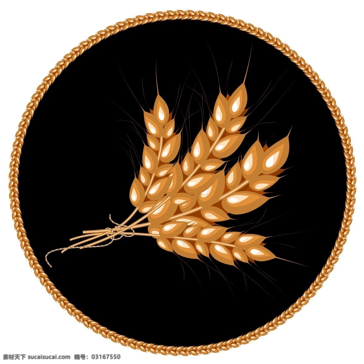 小麦 图标 设计素材 金色麦子 麦子图标 图标设计 矢量图标 彩色图标 标签 标签设计 底纹边框 矢量素材 黑色
