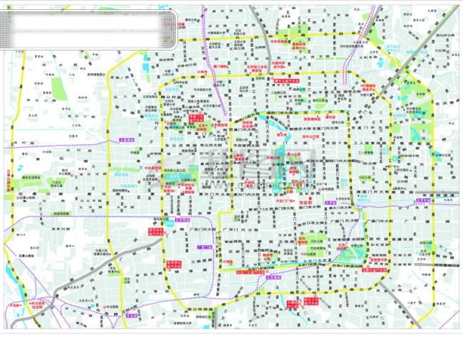 北京 行政 图 标志性建筑 线路图 北京行政地图 政俯部门 矢量图