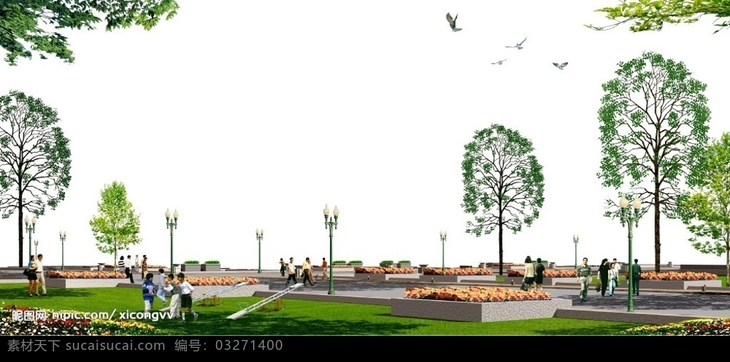 公园 效果图 分层 psd分层 源文件库 环境设计 景观设计