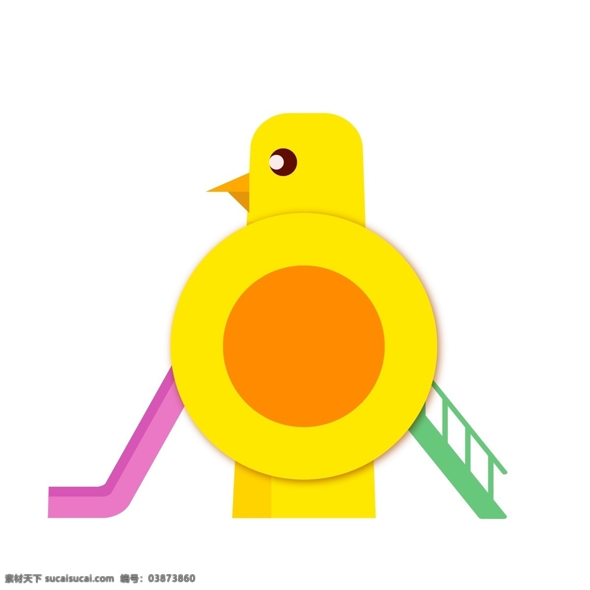 儿童节 玩具 滑梯 插画 黄色的小鸟 红色的滑梯 玩具的滑梯 粉色的滑梯 绿色的滑梯 卡通的插画