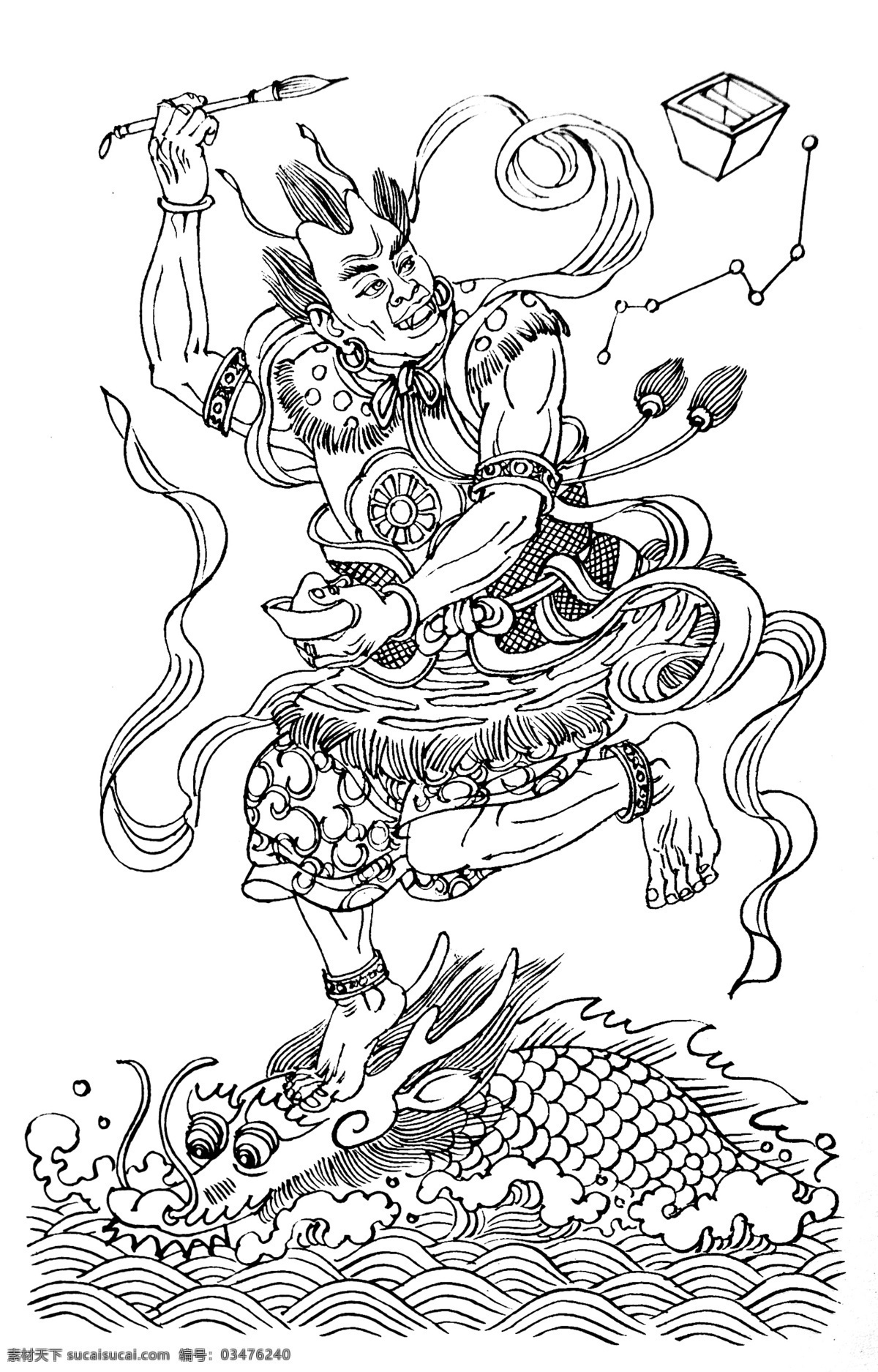 魁星点斗 吉魁星点斗 祥图案 神话故事 民间传说 吉祥纹图 神话图案 民俗文化 中国传统 中国吉祥图像 中国吉祥图案 绘画书法 文化艺术 线描
