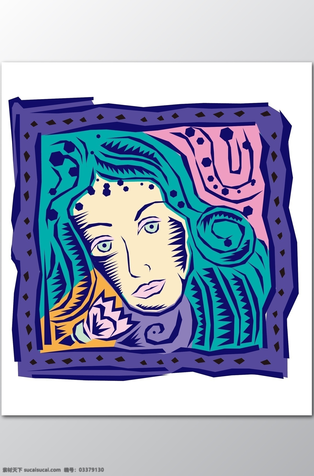 手绘 十二星座 处女 座 商场 版画 插画 儿童 画框 趣味 人物 元素