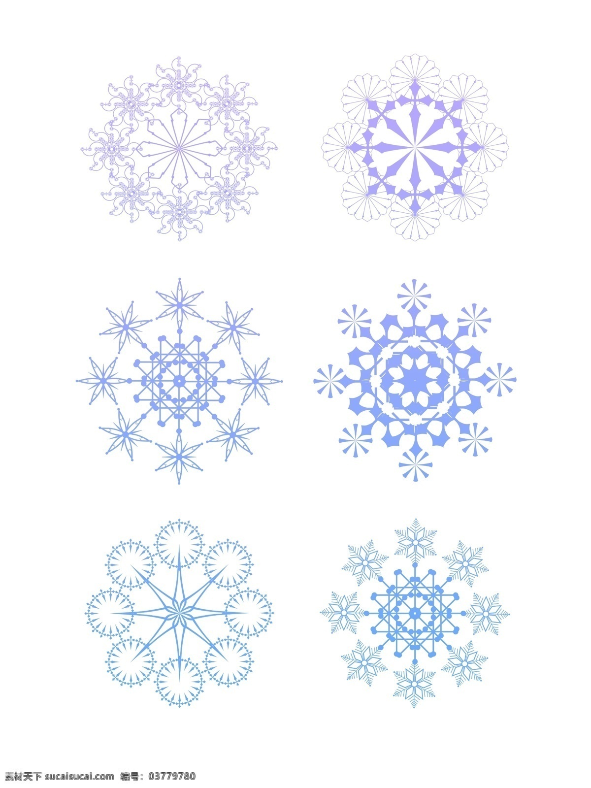 大气 矢量 冬季 雪花 元素 商用 渐变 螺旋 图案