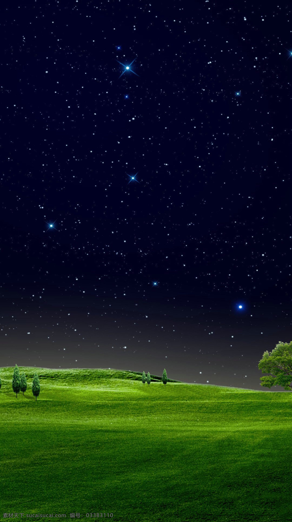 夜空 绿色 草地 h5 背景 唯美 夜空星际 绿色草地 h5背景